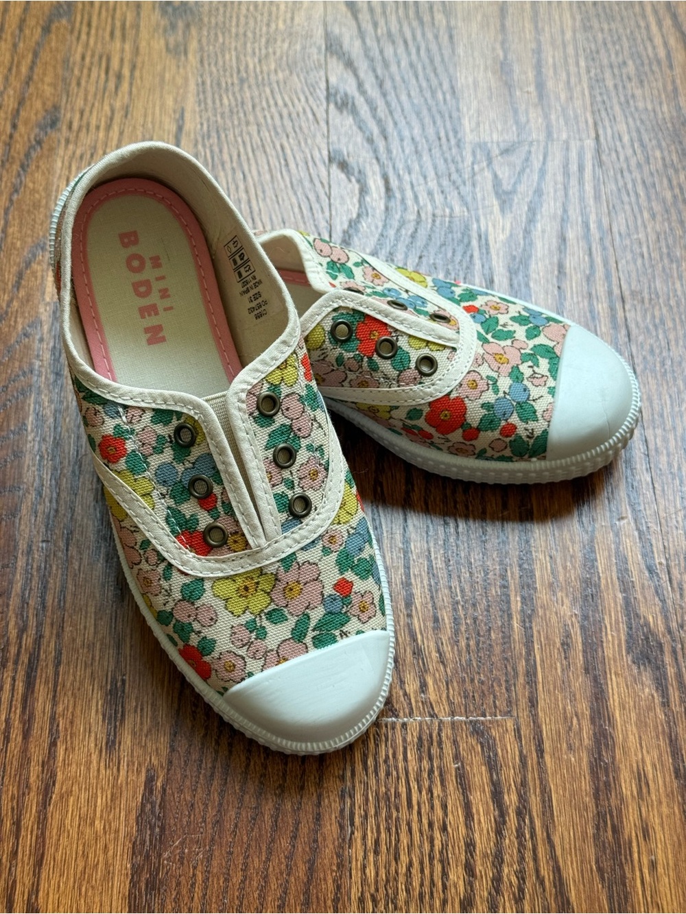 NWOT Mini Boden Floral Laceless Canvas Shoes Sz 13